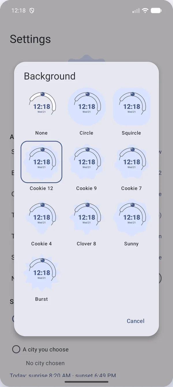 Background shape picker
