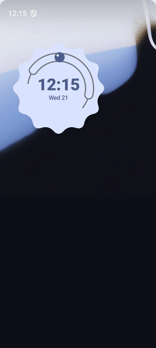 Home screen with the Sundial widget at 12:15